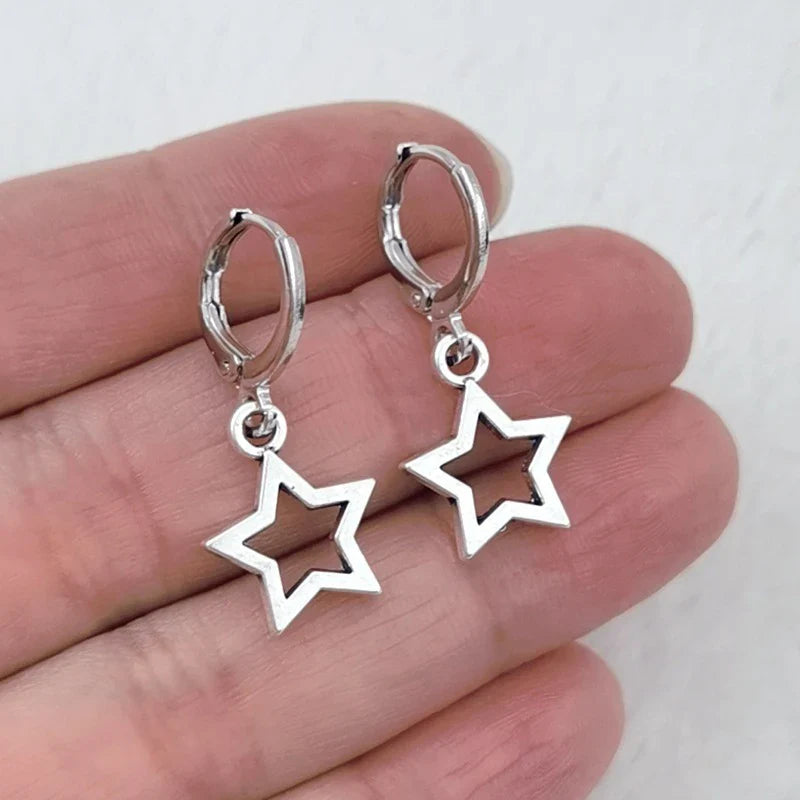 Creative Star Hoop Earrings for Women Cute Mini Holiday Jewelry Gifts