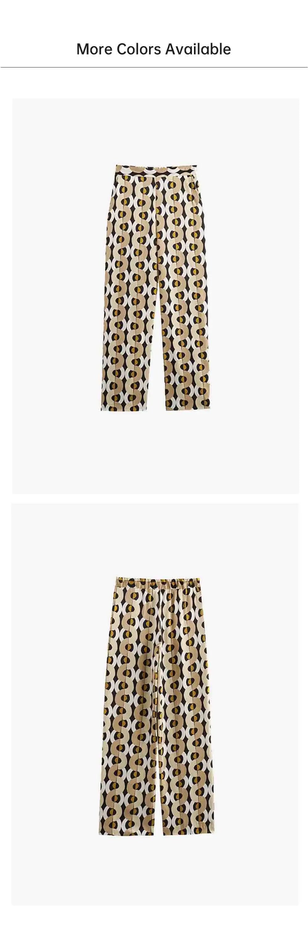 Casual Women's Fashion Geometric Printed Shirt with High Waist Straight Leg Pants Set for Sleek and Stylish Autumn Look