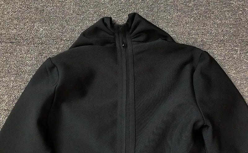 Colorful Deep V Bandage Dress Long Sleeve Bodycon Dress