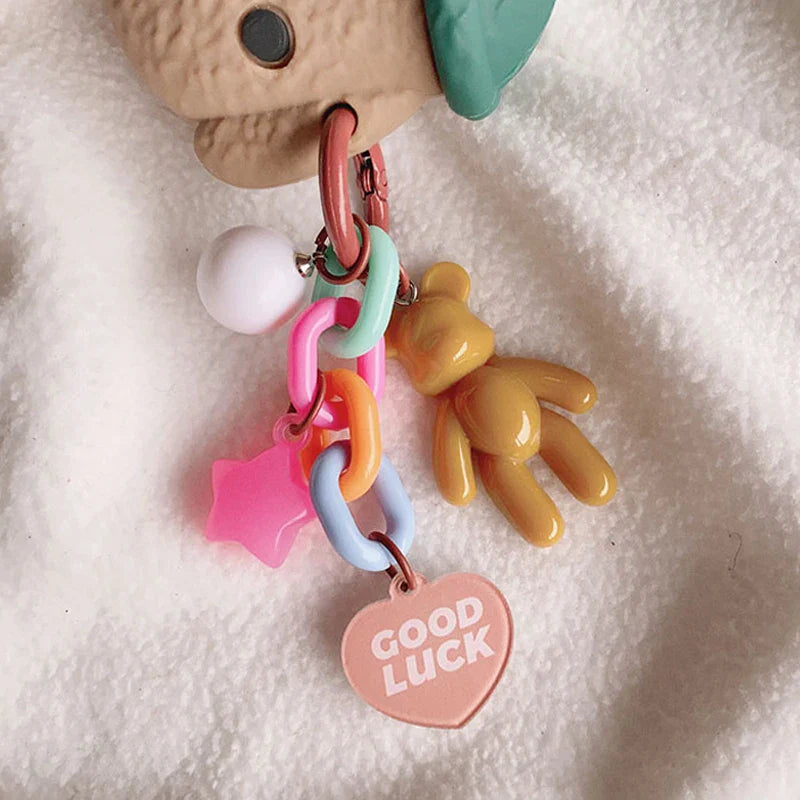 Colorful Bear Keychain Cute Anime Bag Decoration Pendant for Women and Girls