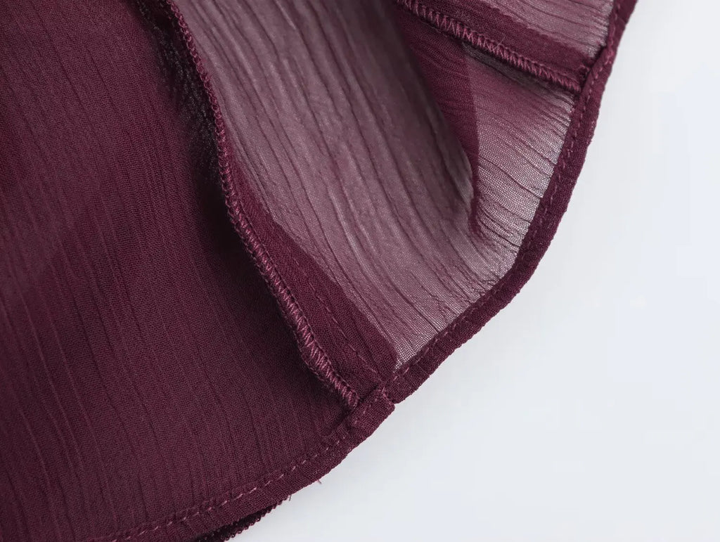 Sexy Translucent Ruffle Blouse for Women V Neck Single Breasted Tiered Casual Beach Shirt