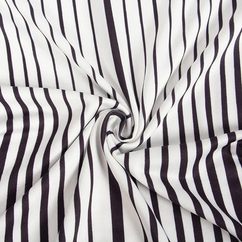 Autumn O Collar Long Sleeve Striped Evening Party Dress