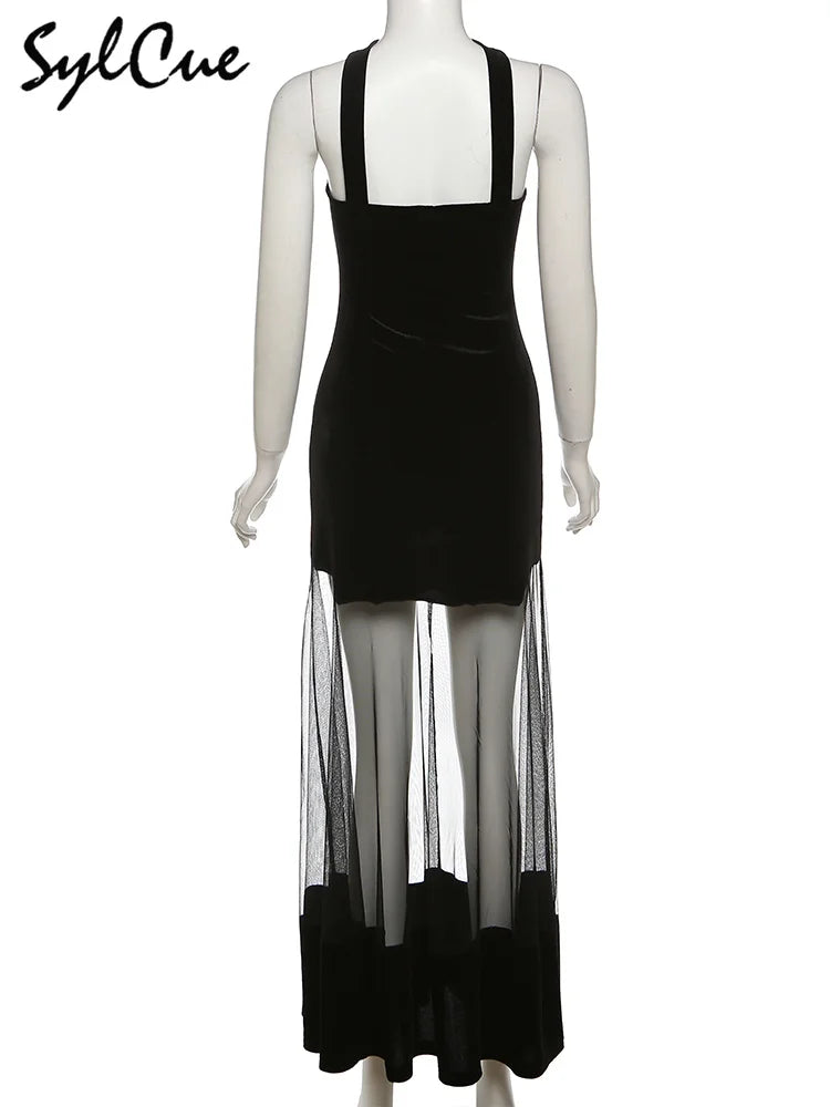 Black Halter Tulle Dress For Party Evening Wear Gown