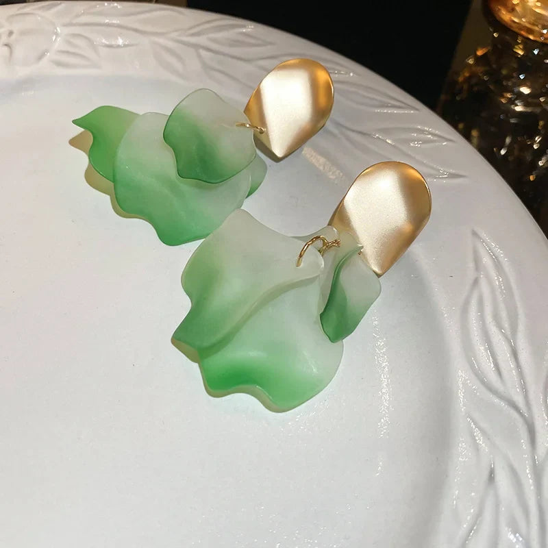 Stylish Multicolored Flower Earrings for Women Delicate Petal Tassel Stud Earrings Perfect for Everyday and Party Accessories