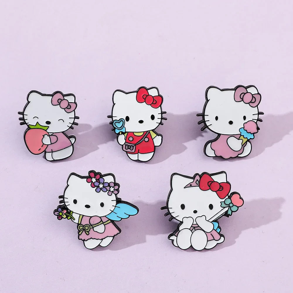 5 Pcs Cute Cartoon Soft Kawaii Cat Brooch Set Metal Badge Alloy Pin Accessory