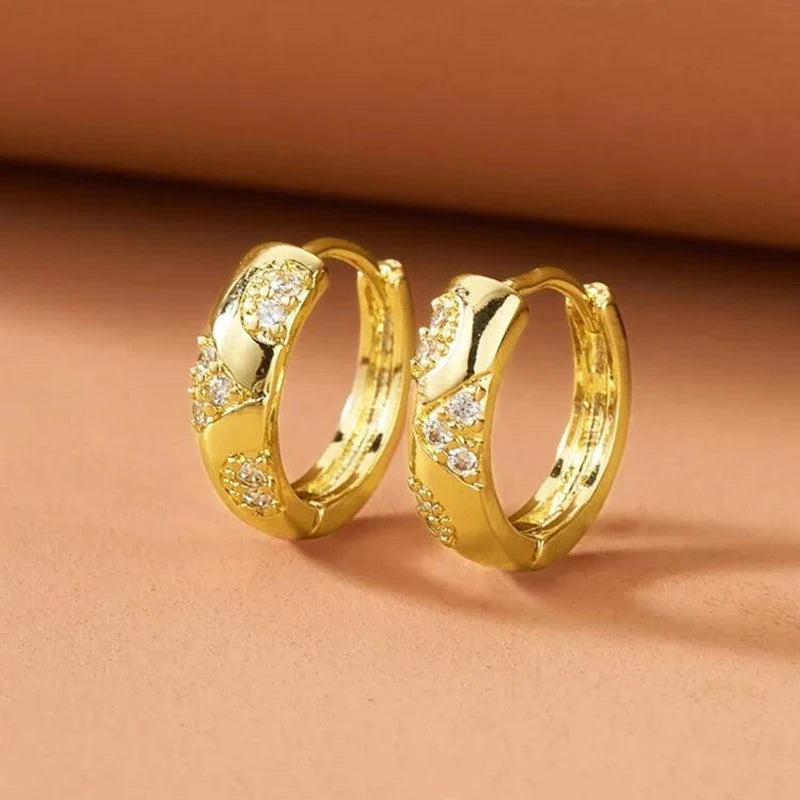 Unique Design Hollow Out Gold Hoop Earrings for Women - Irregular Trendy Jewelry for Weddings and Parties