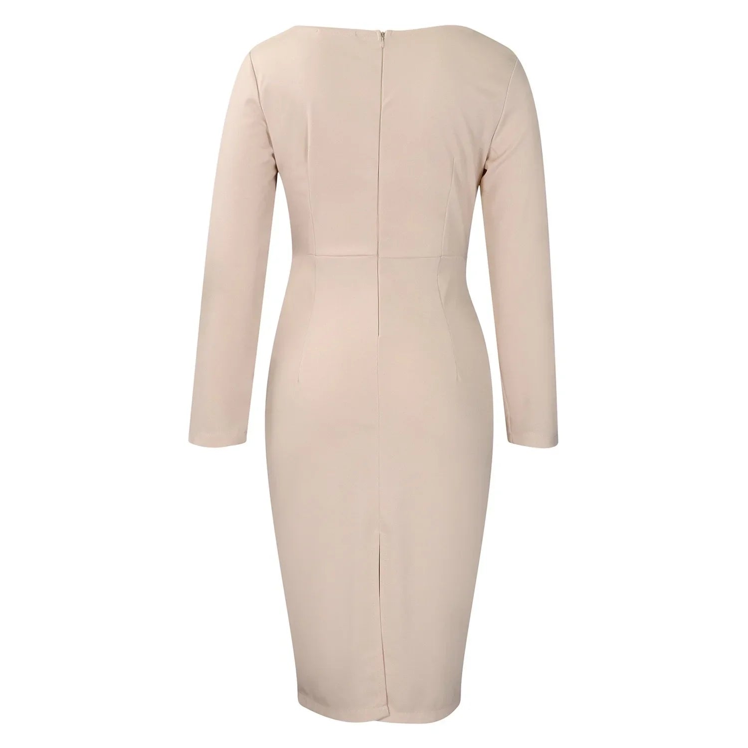 Professional Midi Office Dress for Women with Long Sleeves