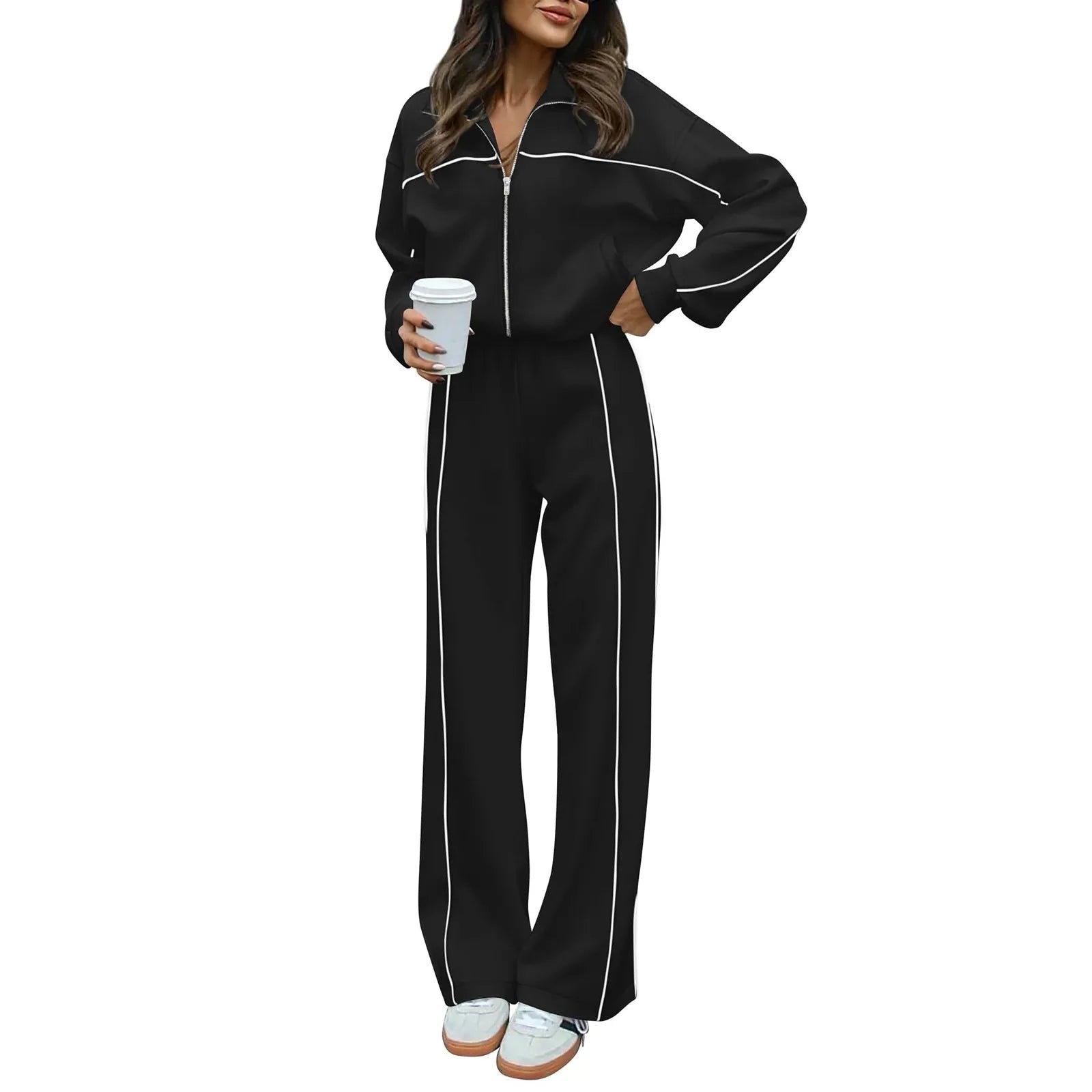 Women's Two Piece Jogger Sweatsuit Set with Long Sleeve Sweatshirt and Jogger Pants