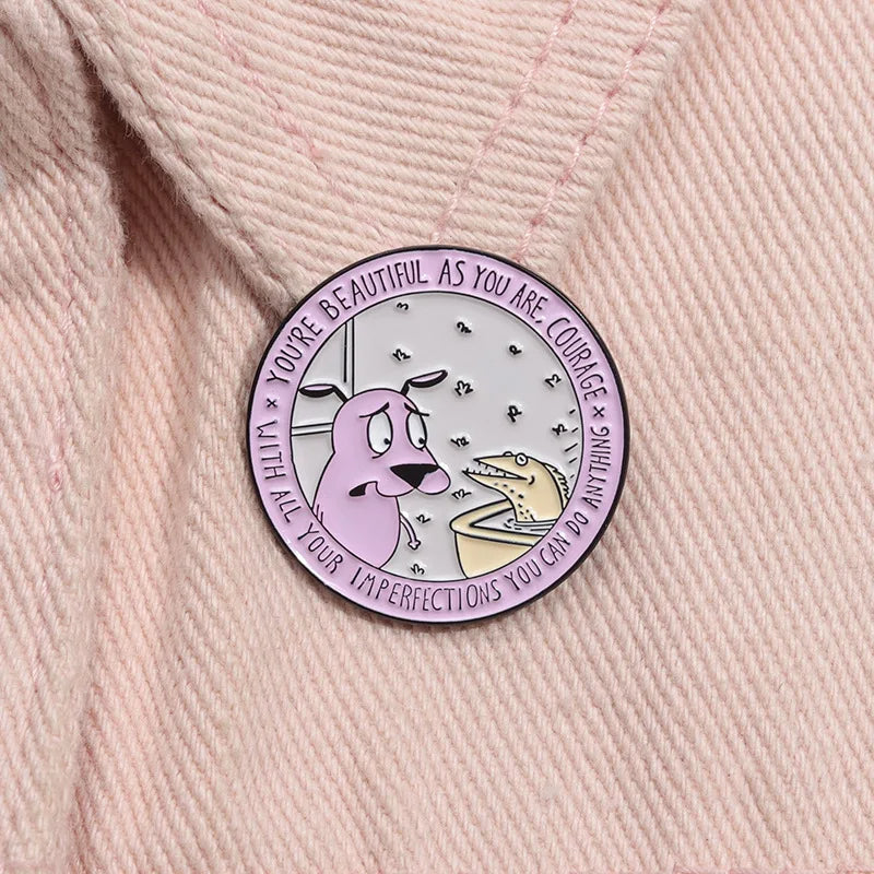 Cute Cartoon Pink Dog Enamel Pins Brooches Fashion Jewelry Accessories Gift for Kids and Friends