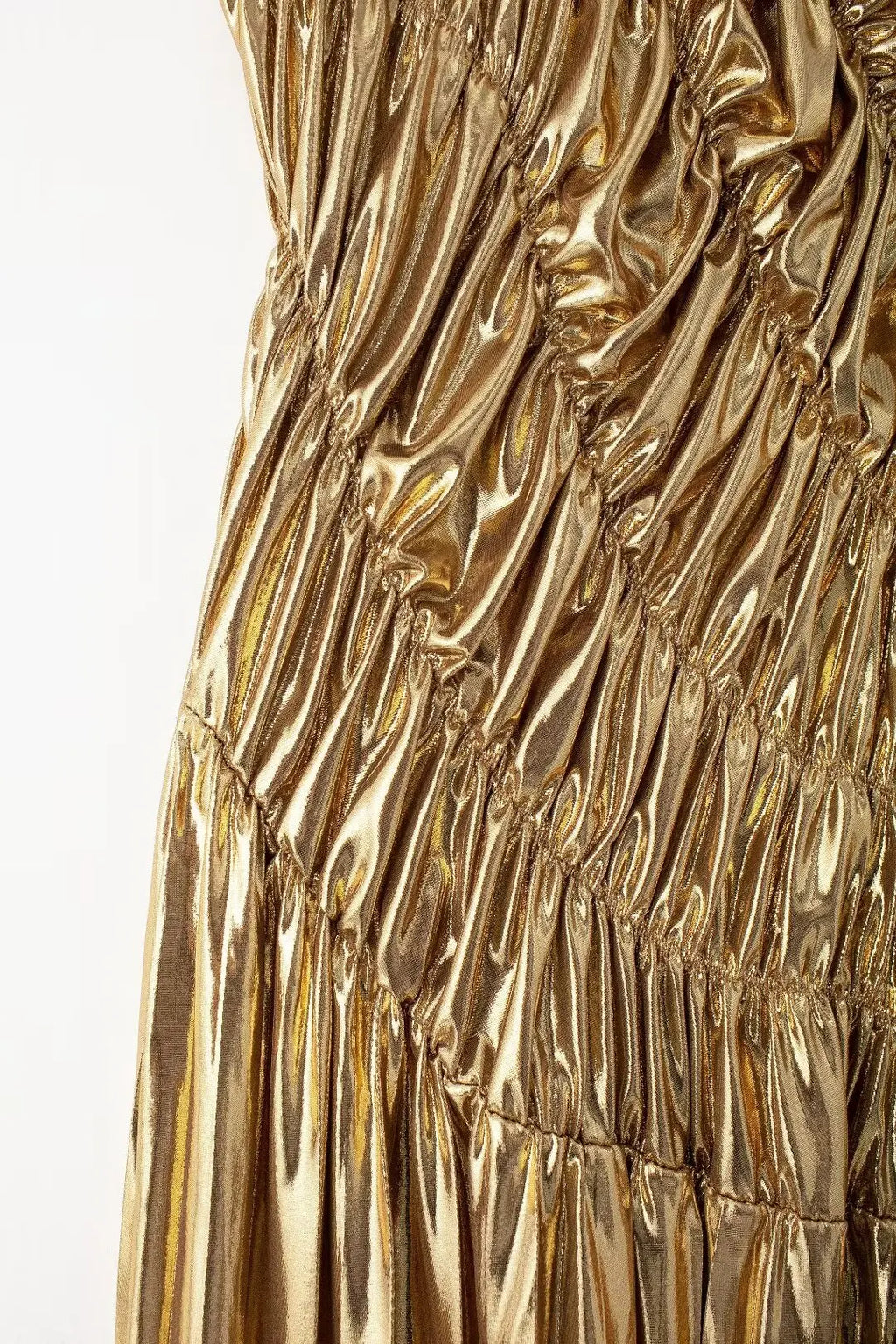 Gold Pleated Sleeveless Dress Slim Fit For Women Elegant