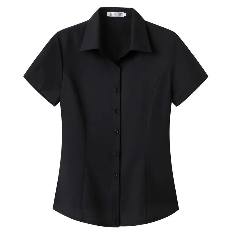 Slim Fit Waist Slimming Short Sleeve Lapel Collar T-Shirt for Women Solid Color Casual Summer Top