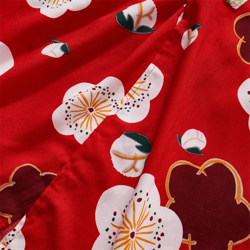 Red Kimono Cardigan For Women See Through Lace Up Dress