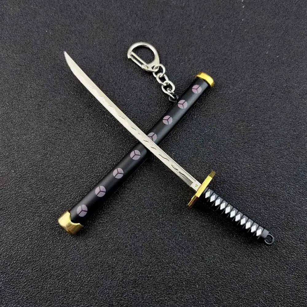 Mini Roronoa Zoro Samurai Sword Keychain Anime Katana Scabbard Ring for Men and Women Cosplay Jewelry Gift