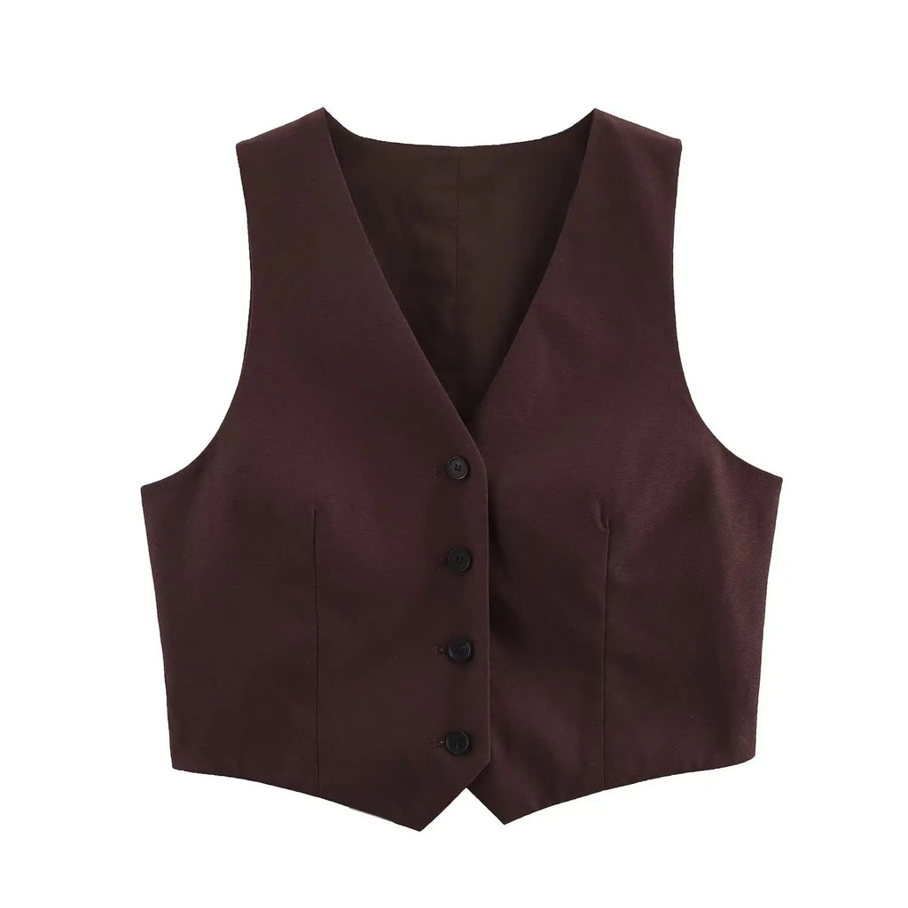 Women's Spring Pants Set with Back Opening Design Tank Top and Loose Fold Pants