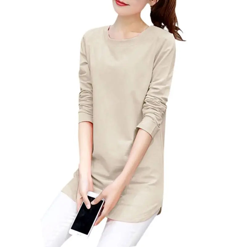 Women Slim Fit Long Sleeve Casual Blouse in Solid Colors