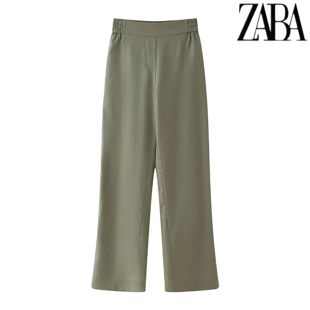 Women's Elegant Short Sleeve Tie Embellished Lapel Shirt and Solid Color Casual Pants Suit for Street Commuter Style