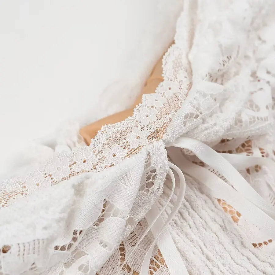 One Shoulder Lace Up Mini Dress With Bell Sleeves High Waist