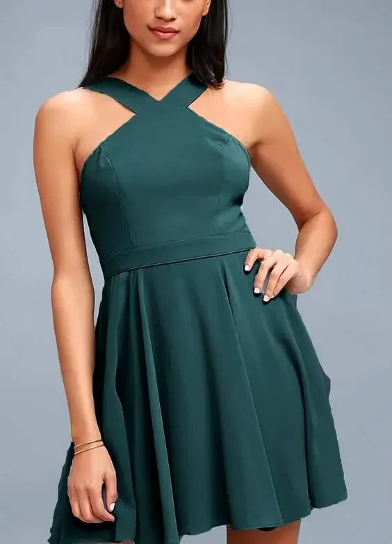 Sexy Backless Halter Mini Dress For Club Party Women