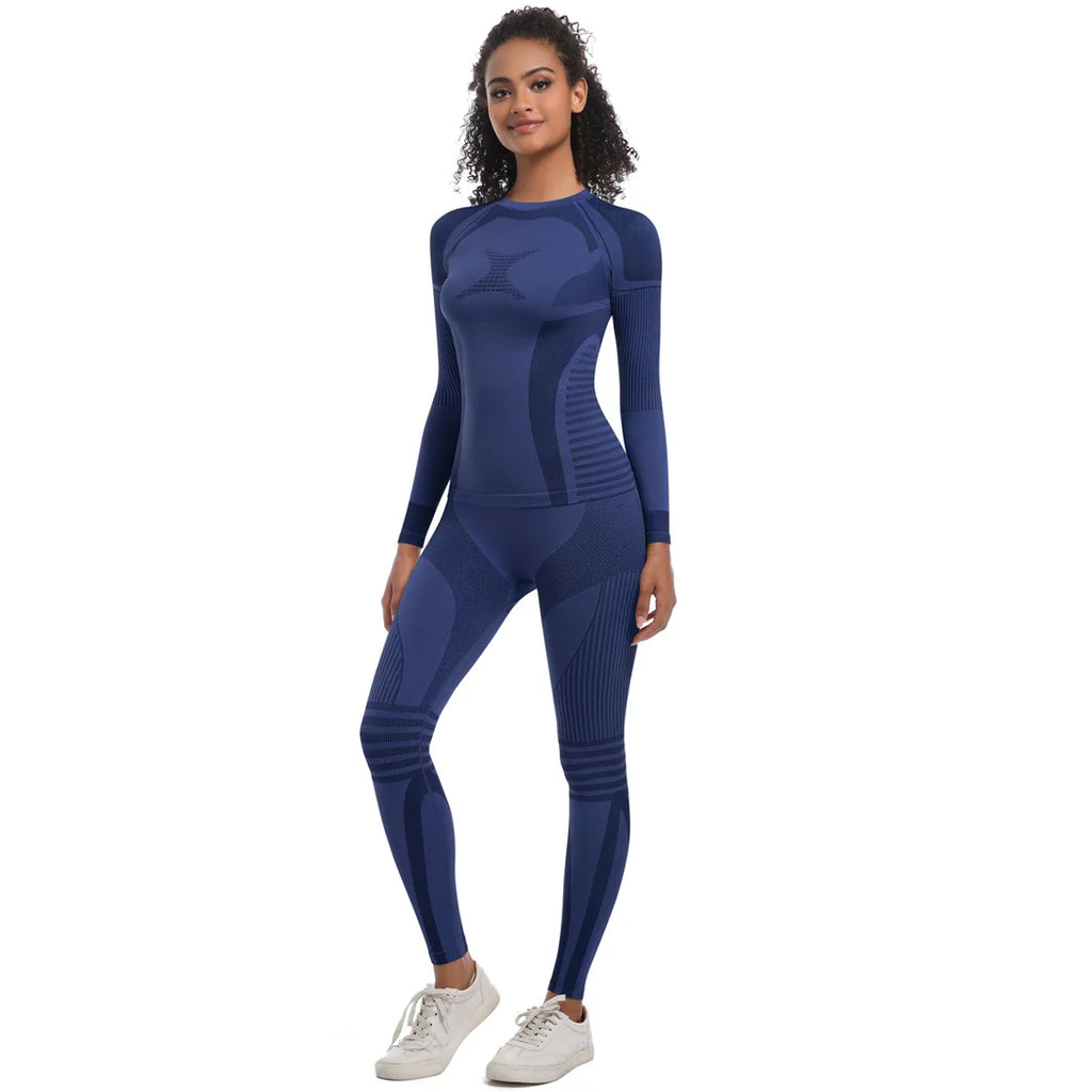 Women Thermal Skiwear Set Yoga and Fitness Workout Suit for Skiing Snowboarding Running and Exercise