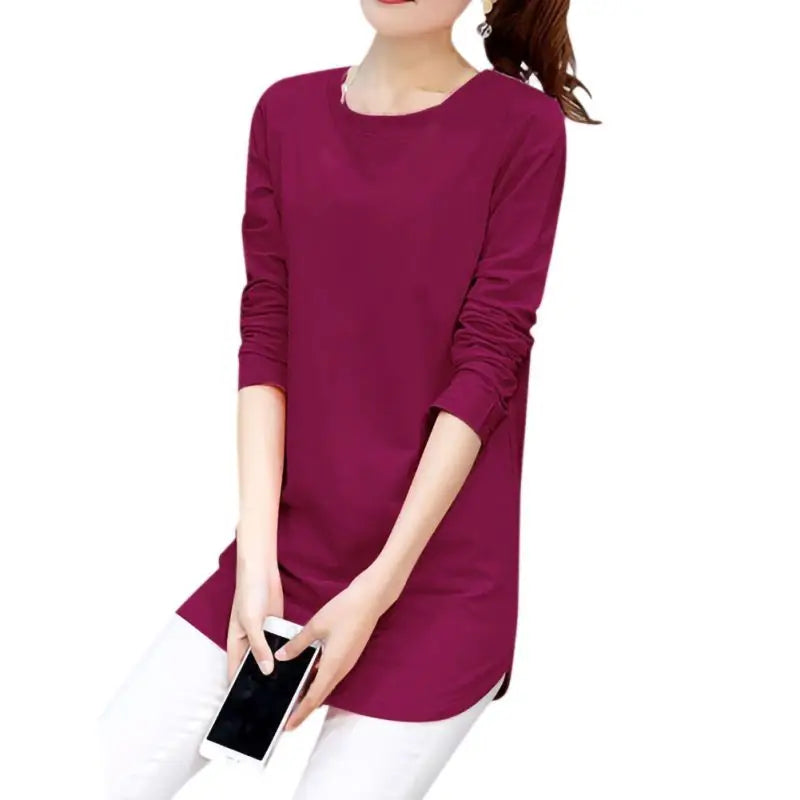 Women Slim Fit Long Sleeve Casual Blouse in Solid Colors