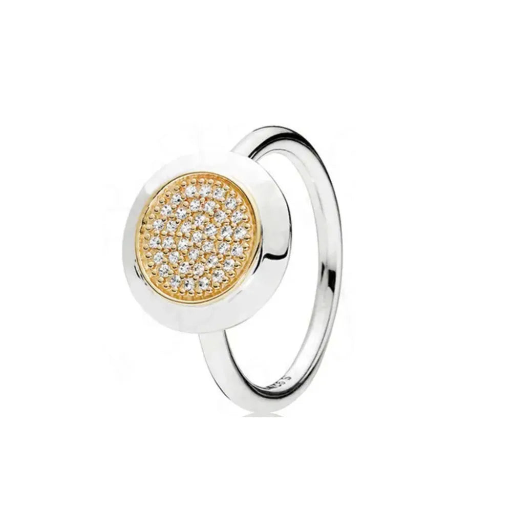 Classic Square Heart Shaped 925 Sterling Silver Ring in Exquisite Gold Color for Jewelry Gift