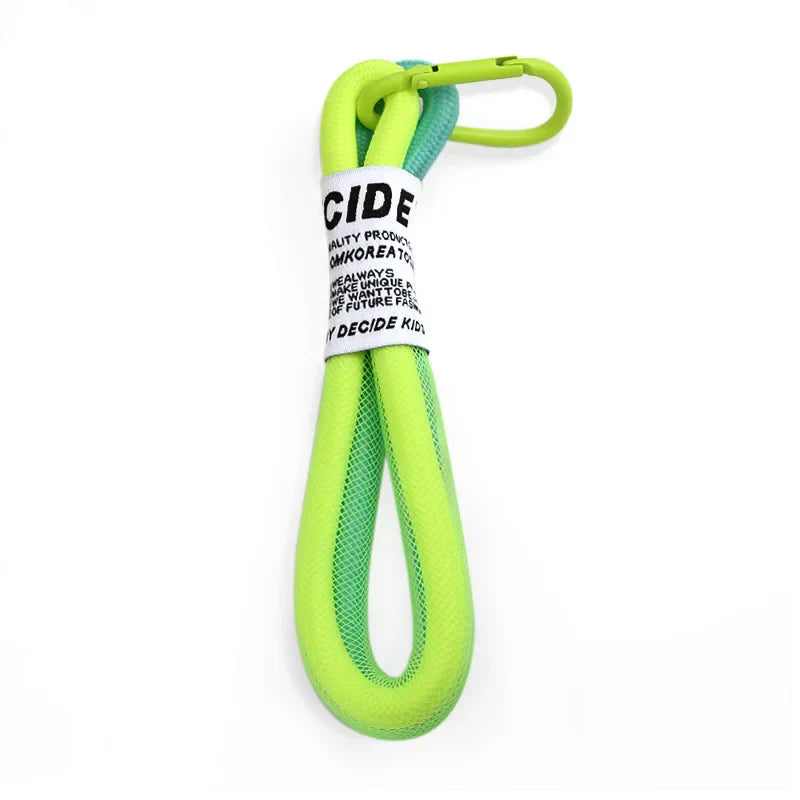 Iridescent Braid Rope Keychain Carabiner Ring for Backpack Pendant Accessory