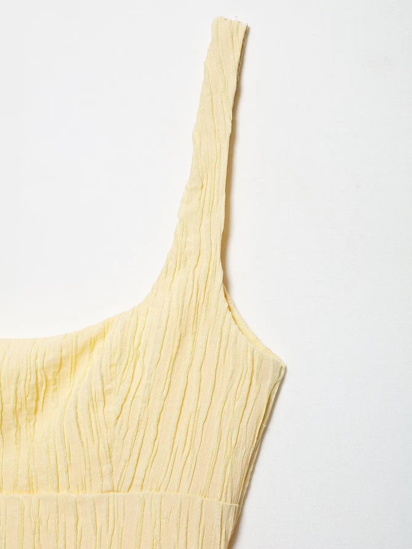 Textured Midi Dress For Women Square Neck Elegant Charm