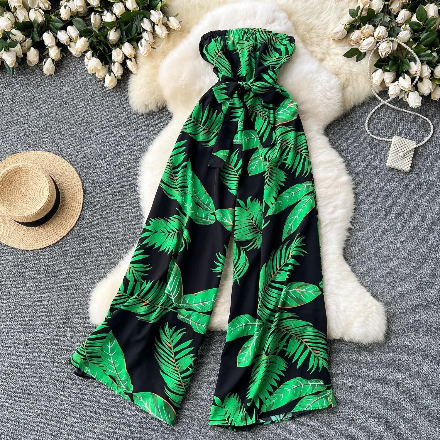 Printed Suspender Jumpsuit For Women Casual Romper