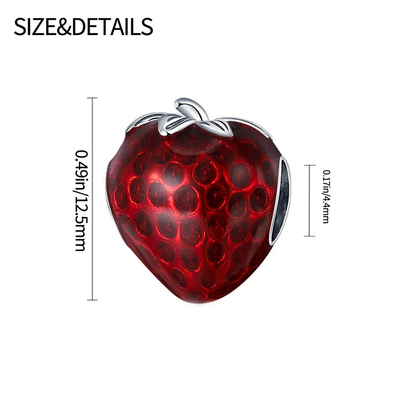 925 Silver Red Charms Beads for DIY Jewelry Bracelets Featuring Strawberry Ladybird and Lipstick Design