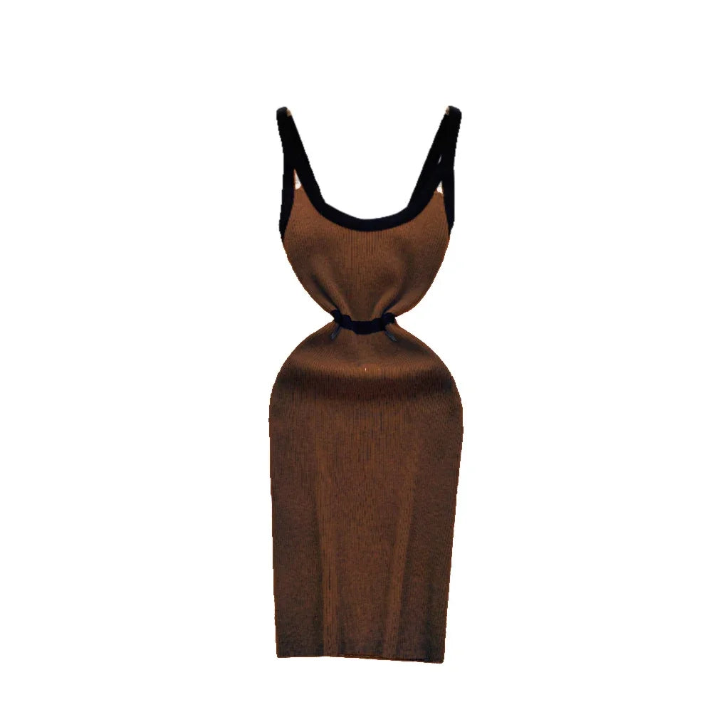 Casual Knit Wrap Dress With Off Shoulder Stripes For Summer