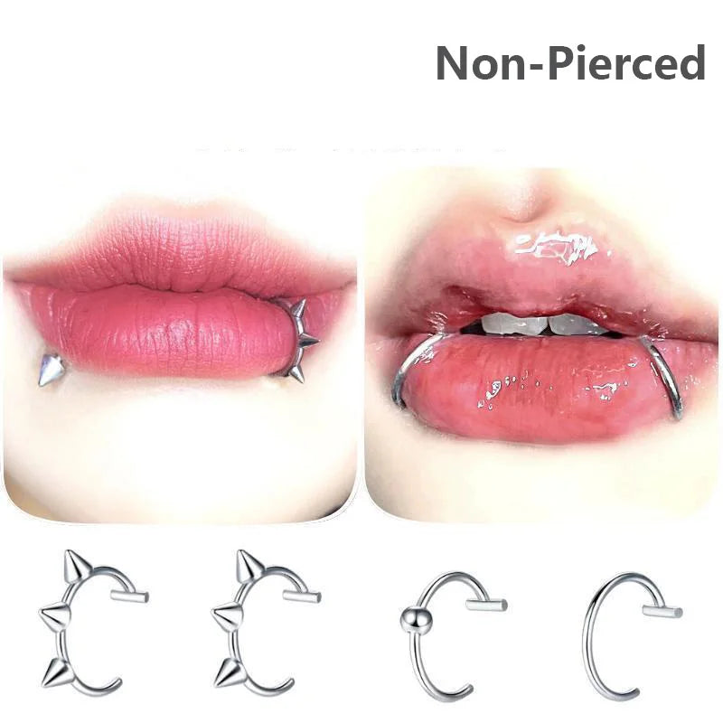 Stainless Steel Fake Nose Ring Hoop Non-Pierced Septum Earring Body Jewelry for Women