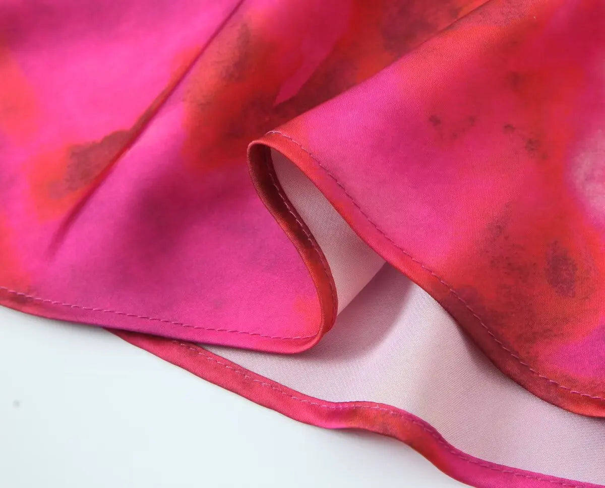 Printed Halter Neck Dress With Button Back for Women