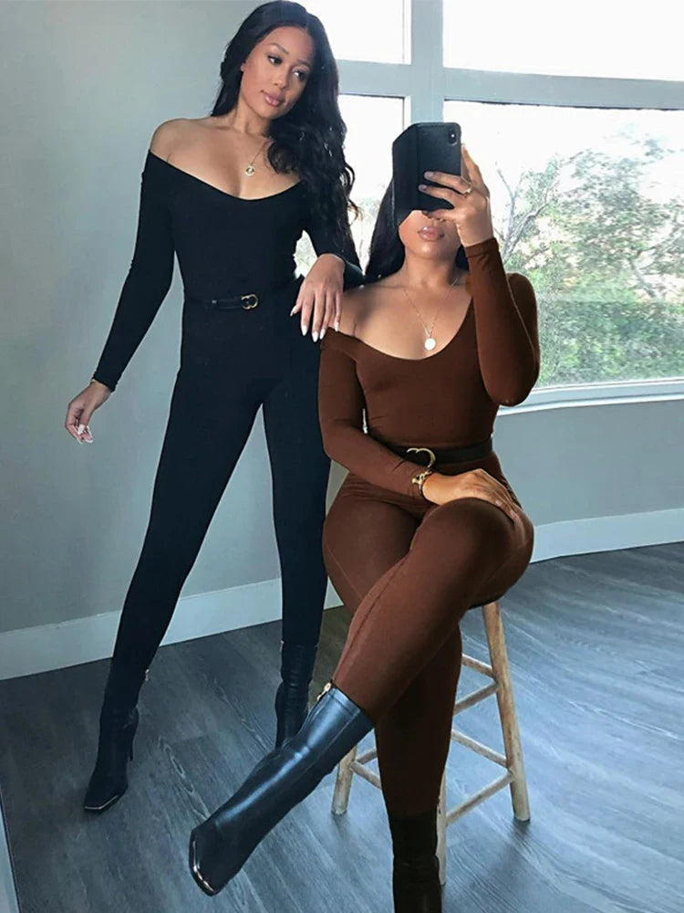 Women's Long Sleeve Skinny Bodycon Romper Jumpsuit Solid Color Casual Fitness Streetwear Overalls