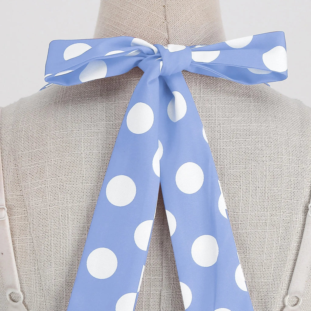 Retro Polka Dot Lace Up Backless Dress With Swing Puff