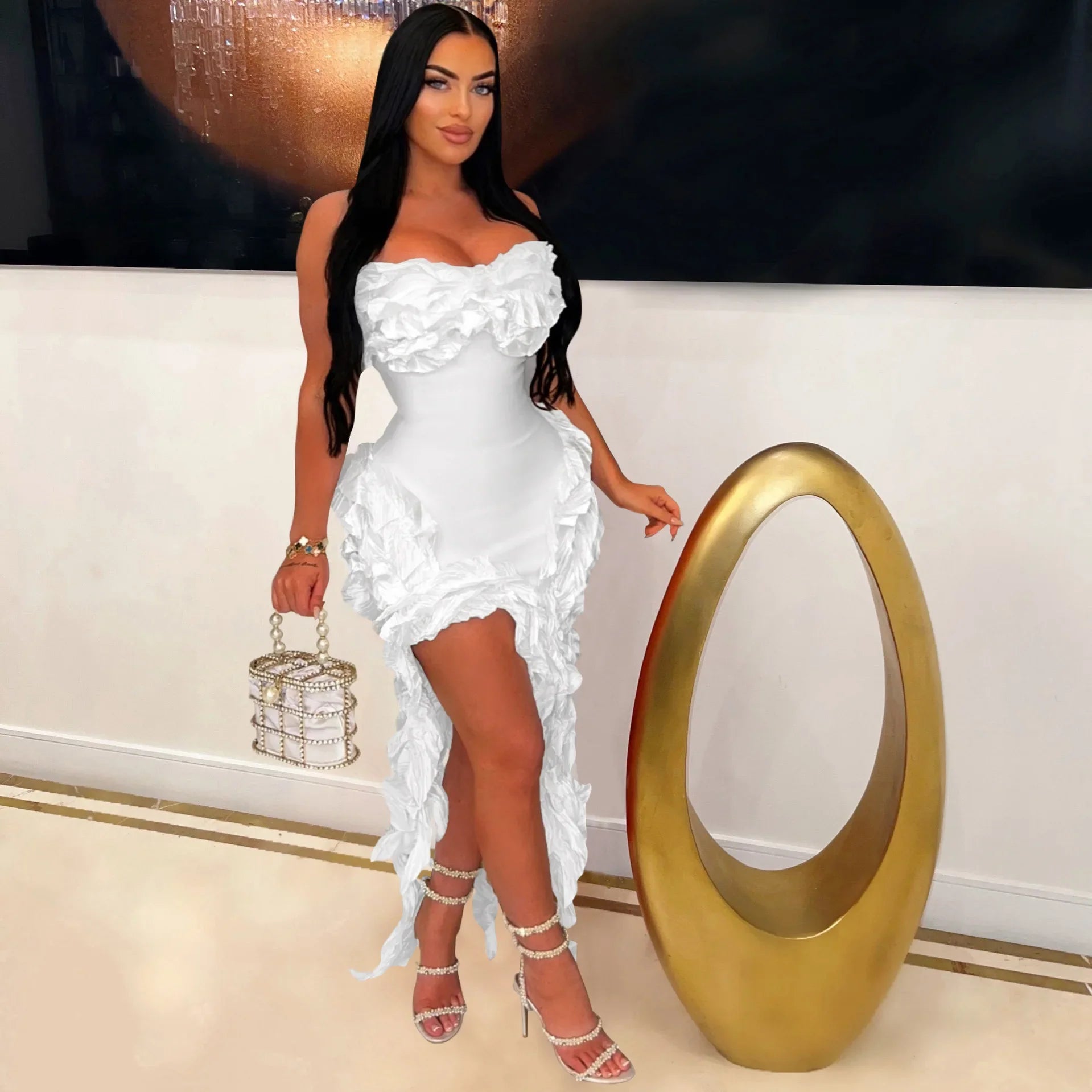 Backless V Neck Mini Dress For Women Summer Clubwear