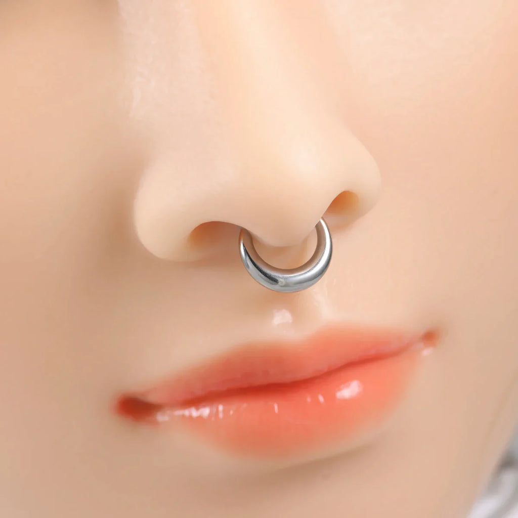 316L Stainless Steel Smooth Hoop Nose Ring Piercing Clicker Water Drop Septum Ring for Women and Men