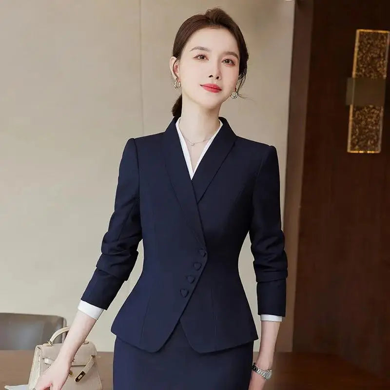 Ladies Formal Pant Suit Set with Blazer and Trousers for Professional Business Attire, Stylish Autumn Winter Women's Work Wear Outfit