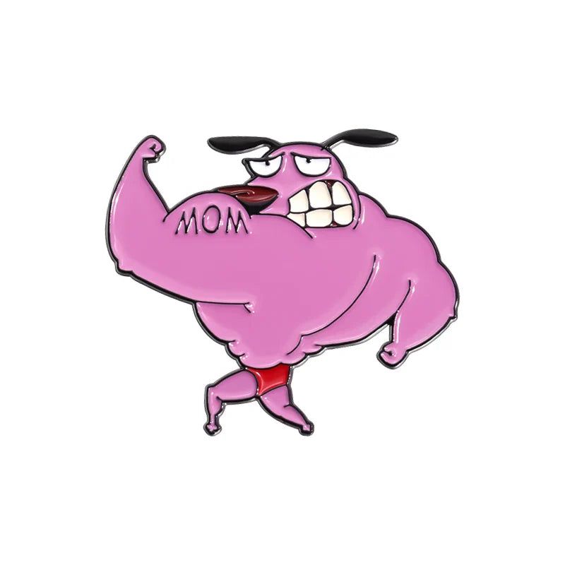 Cute Cartoon Pink Dog Enamel Pins Brooches Fashion Jewelry Accessories Gift for Kids and Friends