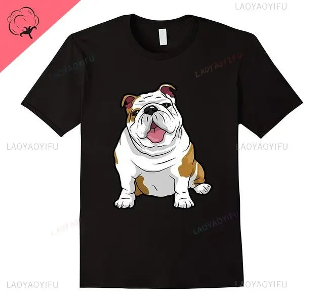 Funny Creative Nope Lazy French Bulldog O-Neck T-Shirt for Men and Women Casual Short Sleeve Cotton Top