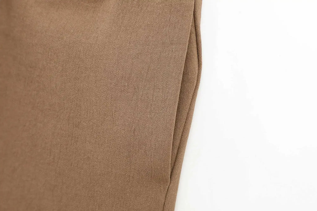 Women's Lace Up Kimono Shirt Top and Elastic Waist Wide Leg Trousers Two Piece Set