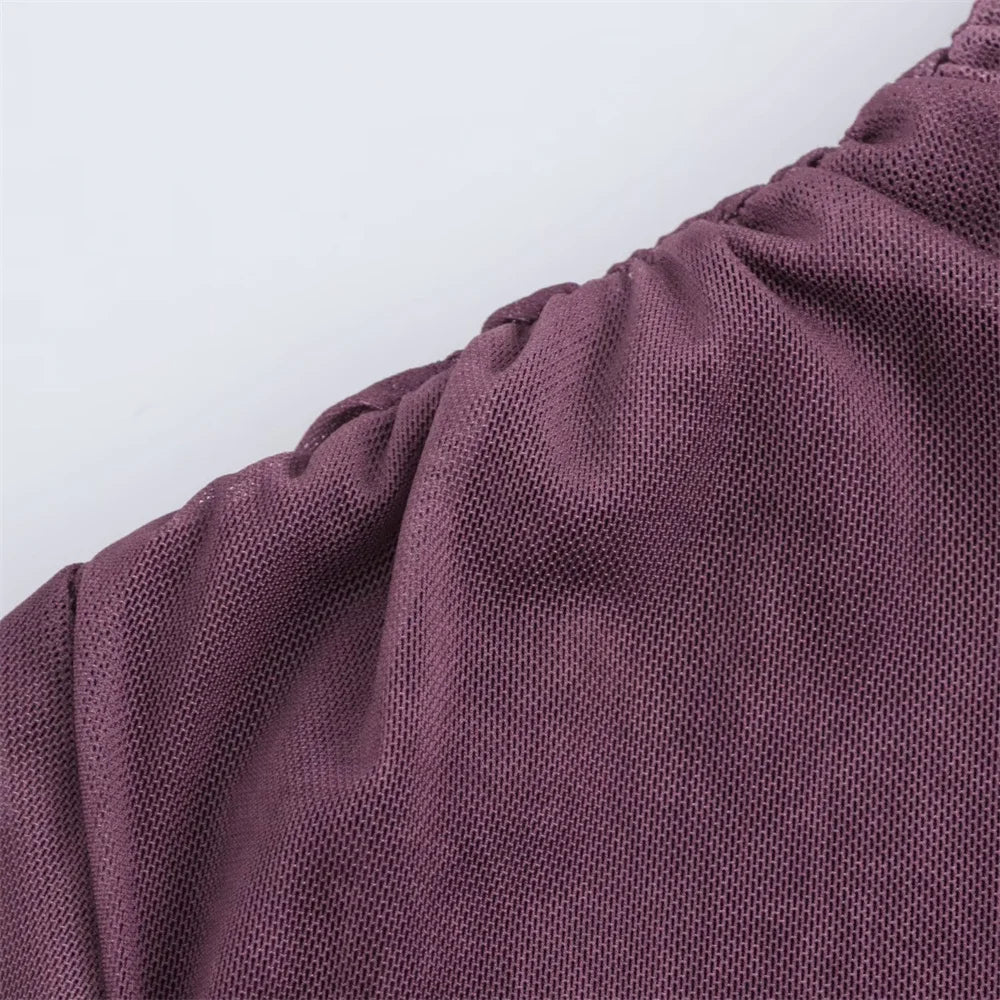 Long Sleeve Polka Dot Maxi Dress With Ruched Details