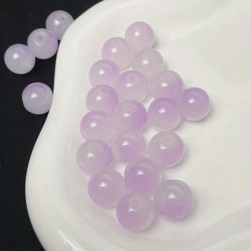 8mm Dual Color Glass Loose Beads for DIY Jewelry Making 50pcs Sweet Style Decorative Beads