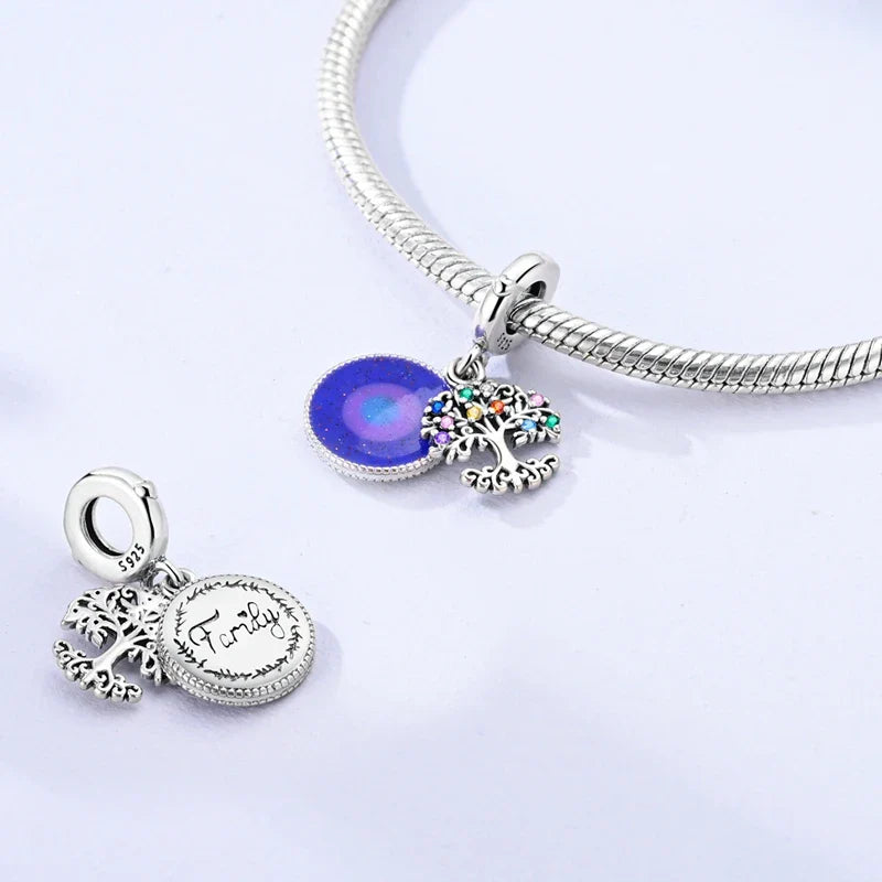 925 Sterling Silver Forever Love Heart Charms Beads for Sister Family Bracelet Jewelry Gifts