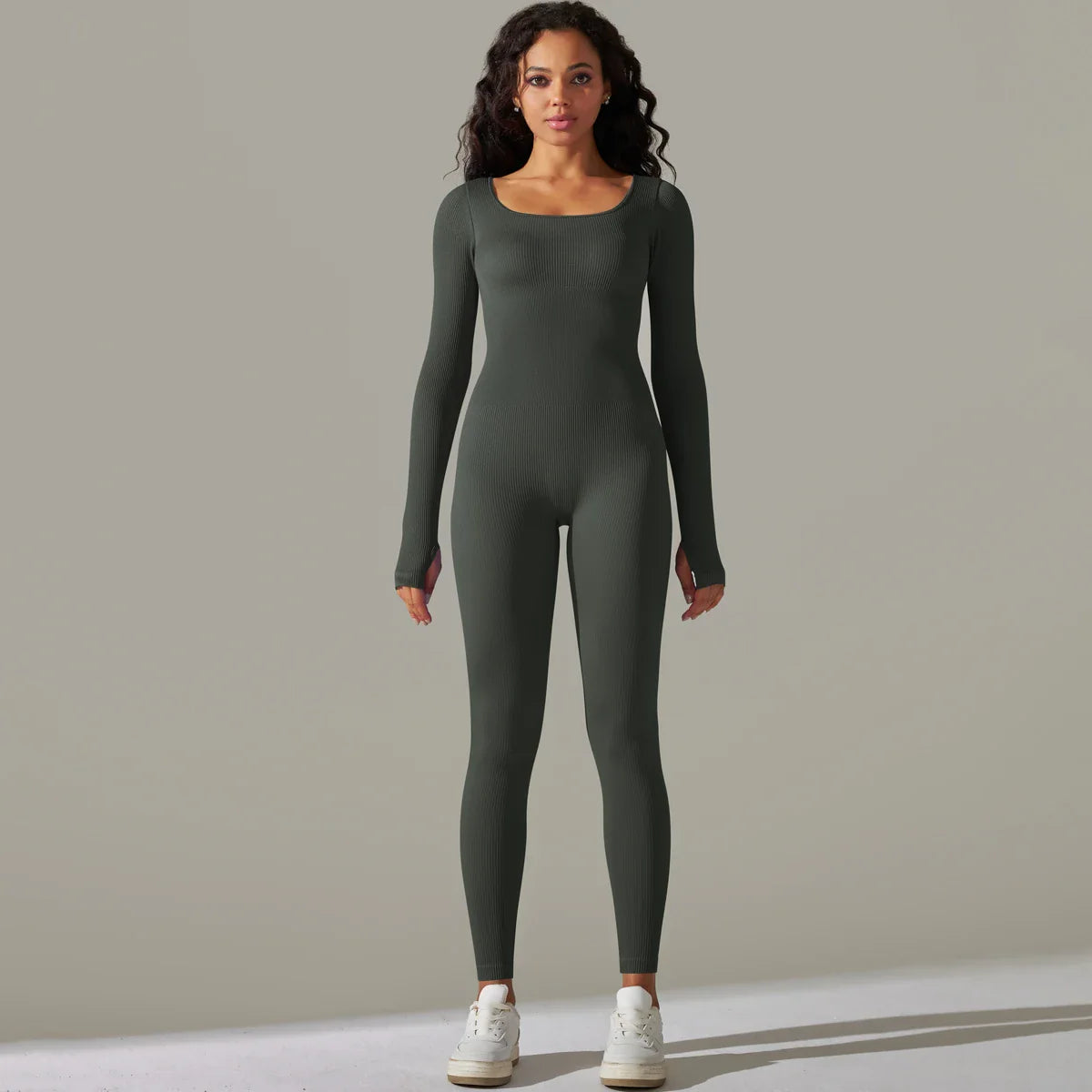 Women's Yoga Tracksuit Set One Piece Long Sleeve Jumpsuit for Workout and Gym Activities