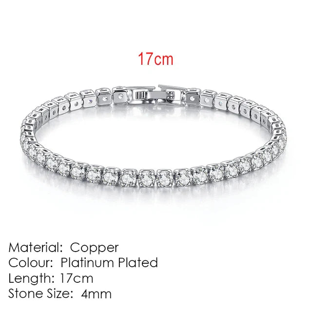 Zircon Tennis Bracelet for Women and Men with Silver Color 2.5mm 3mm 4mm 5mm Dazzling Crystal Hand Chain Wedding Gift Fashion Jewelry