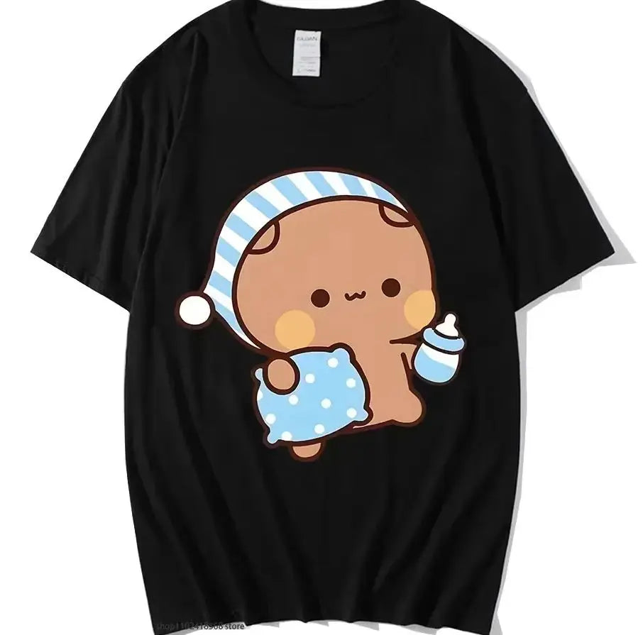 Kawaii Cute Panda and Bear Graphic Long Sleeve Couple Shirts for Men and Women Fashion Tees