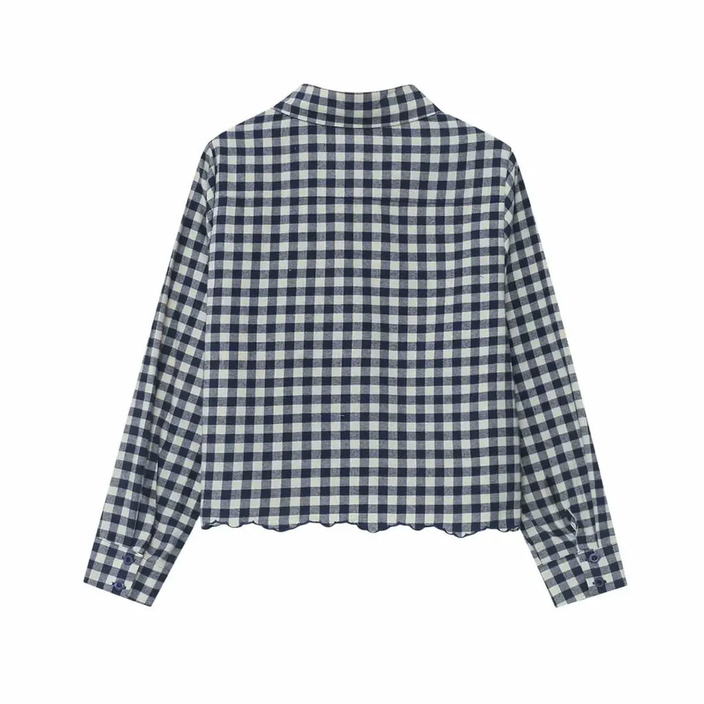 Heavy Embroidered Retro Plaid Shirt with Classic All-Match Design and Vintage Charm