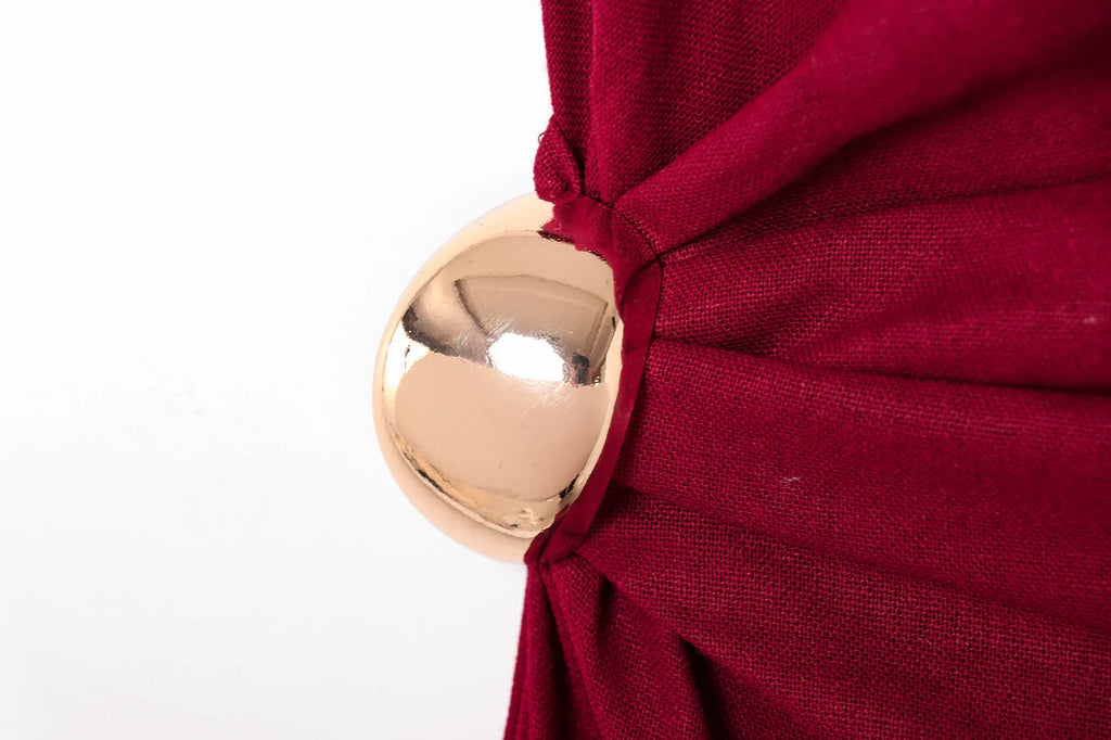 Women's Pleated Asymmetric Evening Dress High Waist Zipper