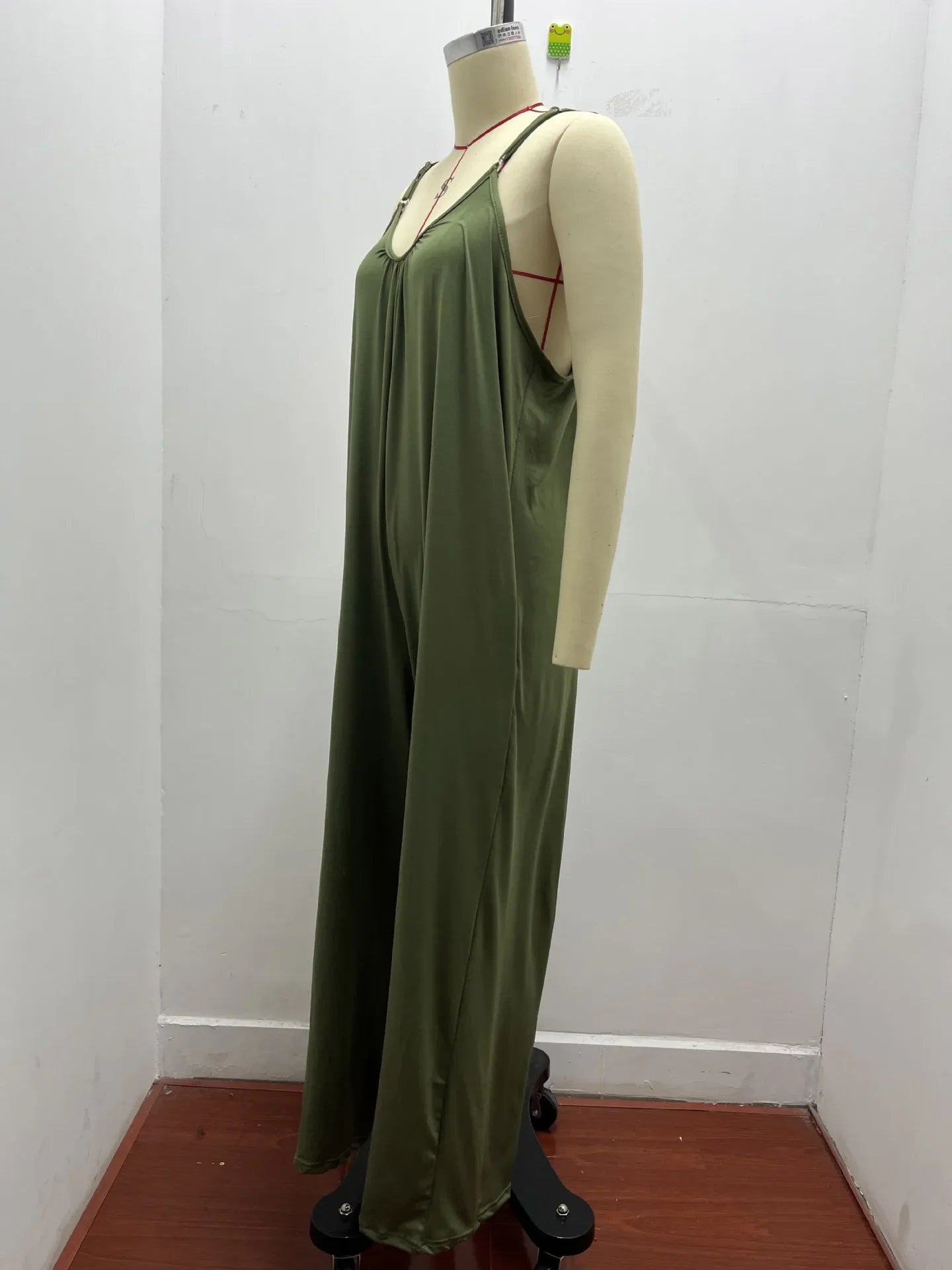 Women's Summer Strap Jumpsuit with Solid Color Design and Convenient Side Pockets Casual Lightweight Romper