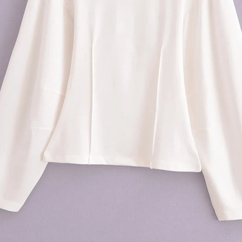 Pleated Long Sleeve Two Piece Pant Set for Women Comfortable Spring Sweatsuit